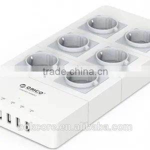 White Super Speed EU Type 6 USB Charging Ports Power Strip for Tablet PC / IPhone thumbnail-4