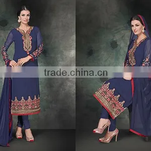 GREEN GEORGETTE SALWAR SUIT thumbnail-2