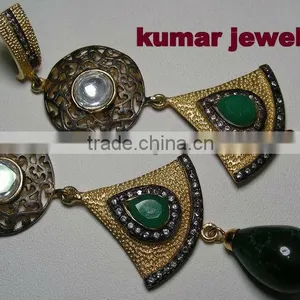 Long Roundand Triangle Shape Mughal Earring thumbnail-1