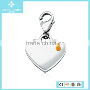 Amethyst Birthstone Heart Charm in Sterling Silver (February) thumbnail-4