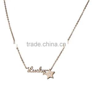 Personalized Lucky Star Laser Cut Out Initial Name Necklace With Charm thumbnail-1