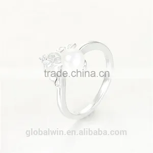 S925 Sterling Silver Princess Pearl Crown Open Rings thumbnail-3