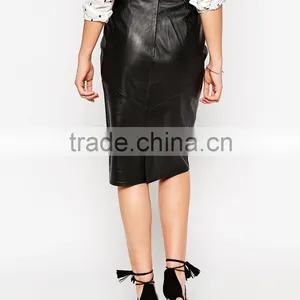 Sexy D Ring Belt Red Leather Pencil Skirts thumbnail-3