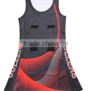 New Designer Women Zipper Placket Sublimation Printing Netball Dress thumbnail-4