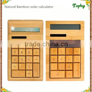 High Quality and New Fashional Natural Bamboo 12-digit Desktop Calculator, Bamboo Calculator Solar thumbnail-1