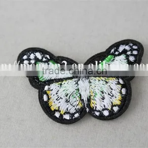 Nice Design Green Butterfly Embroidery Self Adhesive Leather Patches for Clothing thumbnail-5