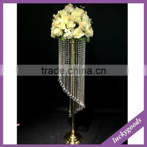 LDJ556 Hot Sale Wedding Table Gold Crystal Centerpiece Wholesale thumbnail-1