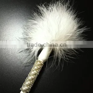 50CM WHITE RIDING CROP WITH CRYSTALS FOR KIDS BEAUTIFUL GOOSE FEATHER RIDING CROP WITH CRYSTALS FOR KIDS EQUESTIRAN RIDING CROP thumbnail-2