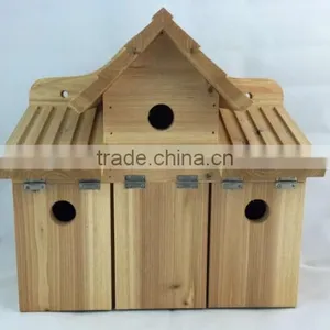 Unfinished Natural Wood Bird House With a Link Chain for Hanging thumbnail-1