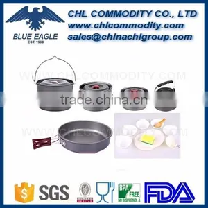 8 Person Lightweight Backpacking Camp Cookware With Mess Kit 15pcs Camping Tool thumbnail-1