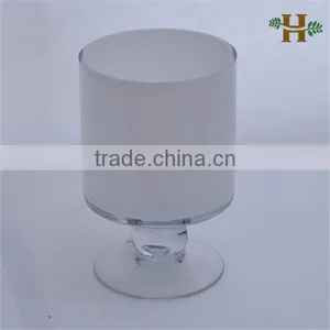 Handmade Colored Footed Glass Candle Holder, Stained Cylinder Shape Glass Vase on Foot thumbnail-4