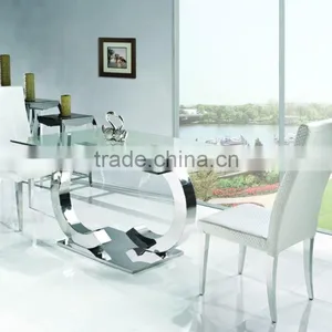 TH286 Modern Dining Room Furniture Tempered Glass Table Chairs thumbnail-4