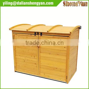 Large Cedar Outdoor Wooden Garbage And Recycling Can Storage Bin Enclosures thumbnail-1