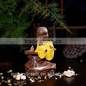 Little Monk Statue Ceramic Back Flow Incense Burners Wholesale thumbnail-1