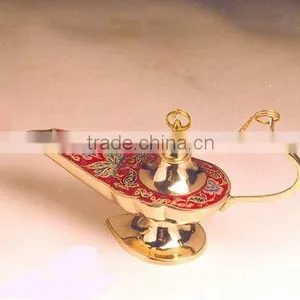 Brass Polished Engraved Decorative Aladdin Genie Lamp thumbnail-3