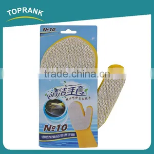 Toprank Household Cleaning Hand Protection Yellow Long Latex Rubber Cleaning Glove Latex Spong Scouring Pad Gloves For Kitchen thumbnail-1