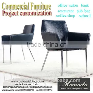 Chic Modern Stainless Steel Leather Show Chair Restaurant Coffee Shop Club Bar Chair Customized Project Furniture Top Supplier thumbnail-1