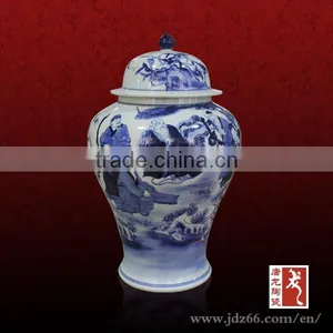 Ancient Style Excellent Quality Hand Painted Blue and White Porcelain Water Container for Hot Sale thumbnail-1