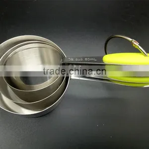4 Pieces Stainless Steel Measuring Cups and Spoons Set With Silicone Handle Grip for Baking Accessories thumbnail-2