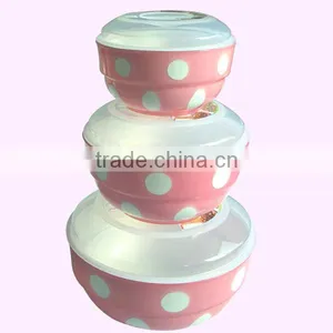 Two Tone Plastic Salad Bowl With Lid thumbnail-1
