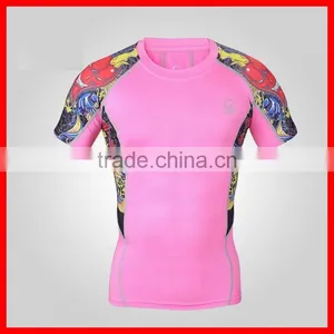 2015 Men Sport Fitness Wear T Shirt Custom Sublimation Short Sleeve Compression Shirt thumbnail-1
