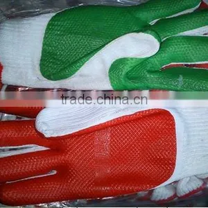 2012 Hot Sales Nitrile Coated Cotton Gloves/anti-oil Cotton Glove /String Knit Gloves With Dots/yellow,red,blue,black thumbnail-1