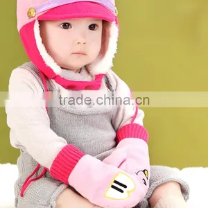 TC13006 New Style Fancy Knitted Animal Pattern Kids Baby Warm Beanie Hat and String Knit Baby Winter Gloves thumbnail-2