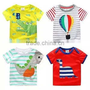 2016 Trending Products Children Stripe Tshirts With Cartoon Pattern thumbnail-1
