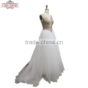 OEM Long Floor-length White A Line Wedding Dress thumbnail-3