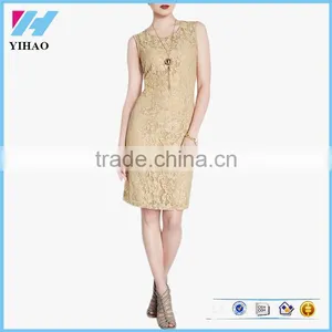 Latest Casual Wear Fashion Office Bodycon Lace Pencil Dress For Women thumbnail-1