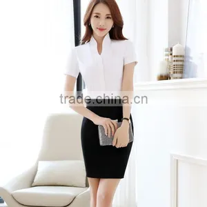 2017 Korean Design Pure Color Short Sleeve Polyester & Cotton Mix Ladies Tops Fashion Women Blouse thumbnail-5