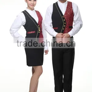 Juqian Custom 5 Start Summer Restaurant Manager Hotel Waiter Receptionist Uniform Designs With Embroidery Vest thumbnail-4