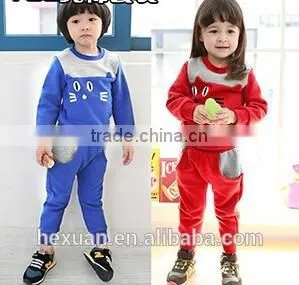 In Stock 2014 Autumn New Long Sleeve Baby Boys Clothes Fashion Velvet Children Clothing Girl 2 Pcs Sets thumbnail-1