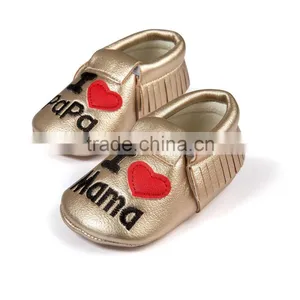 Cute Baby Moccasins, I Love Papa & Mama Moccasins, Lovely Baby Moccasins thumbnail-6