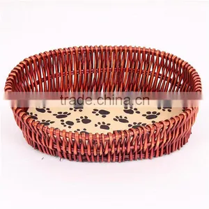 Exquisite Workmanship Rattan Dog Cat Bed Pure Hand to Build With Cushion thumbnail-1