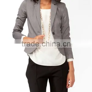 Solid Single Button Blazer thumbnail-1