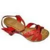 Custom / OEM / ODM 8.5cm Heels New Fashion Comfortable Summer Red PU Ladies Wedge Sandals thumbnail-1