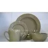 Embossed Pincone 16pc Stoneware Dinnerware Set in Moss Green thumbnail-1