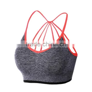 Women's Strappy Back Yoga Padded Sports Bra thumbnail-1