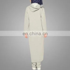 Soft Joint Denim Sport Wear Two Pieces Cotton Muslim Sportive Women Dress Long Dress thumbnail-3