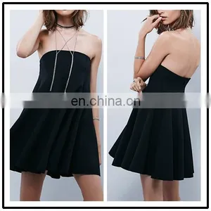 Taiwan Online Shopping Strapless Sex Chiffon Swing Dresses Korea Evening Outfit Black NT6721 thumbnail-1