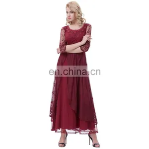 Belle Poque Retro Vintage 3/4 Sleeve Crew Neck Ankle-Length Lace Evening Dress BP000318-1 thumbnail-1