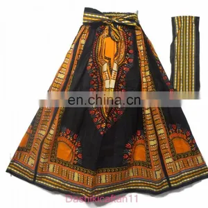 African Dashiki Maxi Wax Skirt A-Line Long Elastic Waist Full Length Skirt 1Size Dashiki Maxican Skirt Wrap Women Skirts Ethnic thumbnail-2