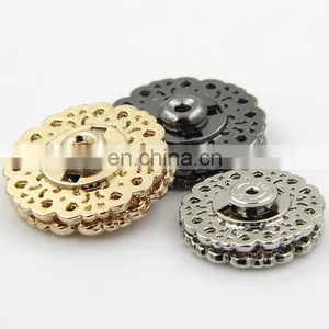 Snap Buttons 15/18/21/25/30mm Fasteners Press Stud Invisible Metal Flower Shiny Gold Buttons thumbnail-3
