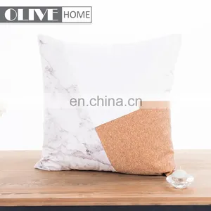 2018 Spring New Geometry Pillow Poly Canvas Patchwork Applique Cork Sofa Cushion thumbnail-2
