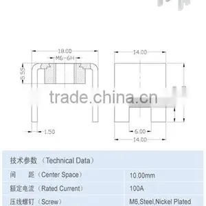 10.00*16.50mm Terminal Accessory PCB Terminal 100A thumbnail-2