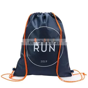 Eco Friendly Folding 210D Polyester Drawstring Travel Gym Dust Bag Drawstring Backpack With Custom Silk Screen Printing Logo thumbnail-1