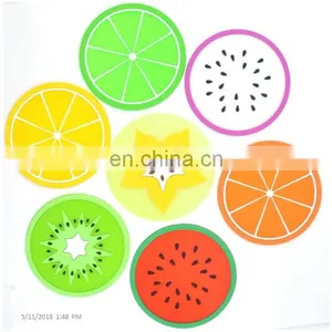 Hot Selling Fruit Shape PVC Kitchen Accessories Cup Pad, Colorful Unique Slice Silicone Drink Cup Mat thumbnail-1