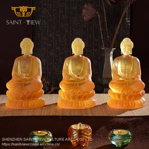 SAINT-VIEW Liuli Buddha Statue Three Precious Sakyamuni thumbnail-1
