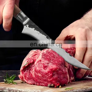 Stainless Steel Hand-forged Hammered Steel Head Butcher Knife Kitchen Knife With Double Steel Head Boning Knife thumbnail-4
